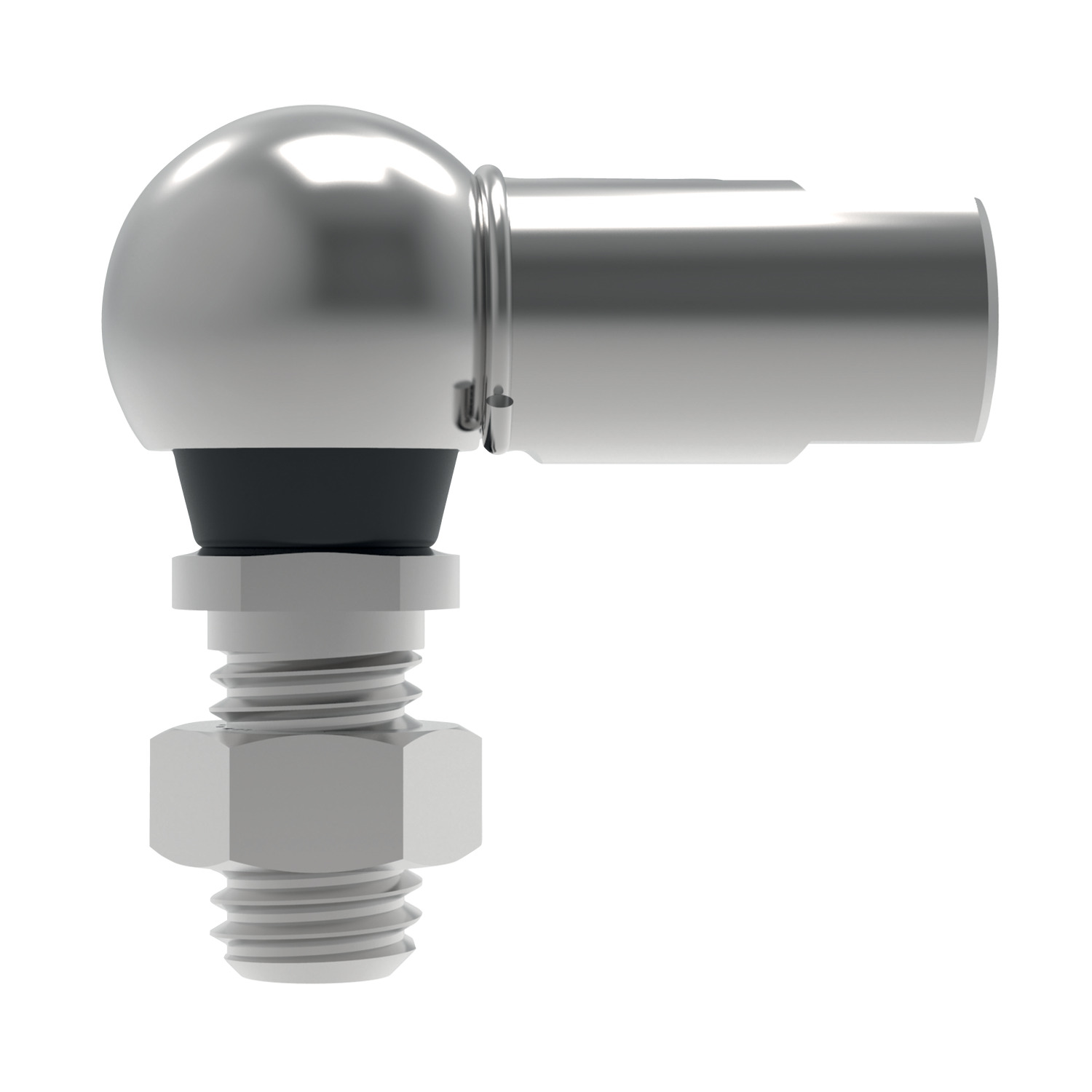 silver coloured ball and socket joint with flat housing